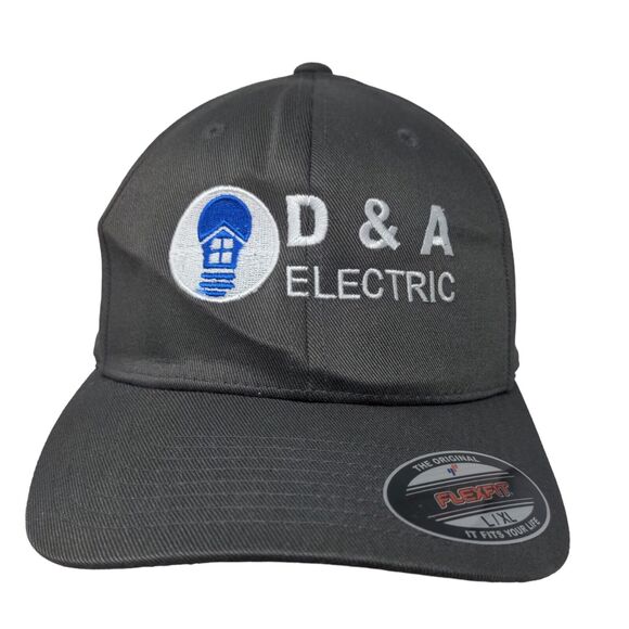 D&A Electric Fitted Hat Gray L/XL Embroidered Flexi Fit 6 Panel Port Authority - Picture 1 of 8